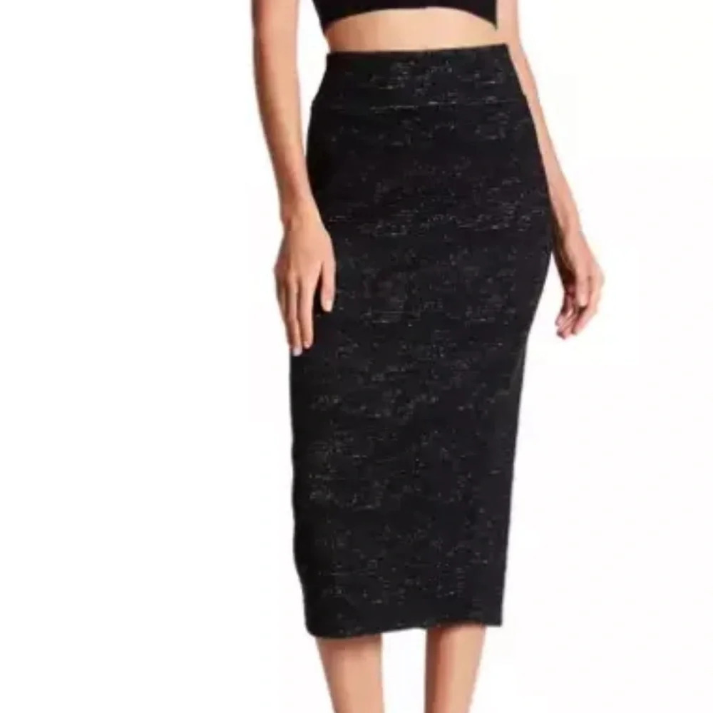 14th & UNION Size Medium Ottoman Jacquard Knit Pencil Skirt Black Pull-on NWT - Picture 6 of 8